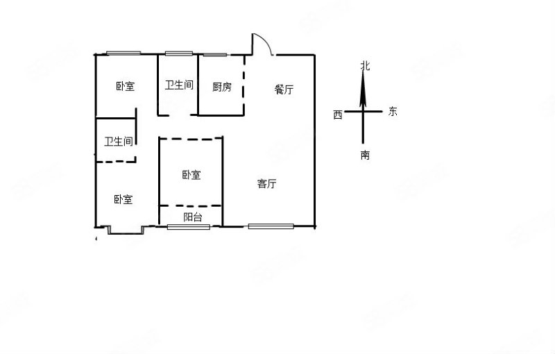 恒信昆仑公馆3室2厅2卫123.79㎡南北72万