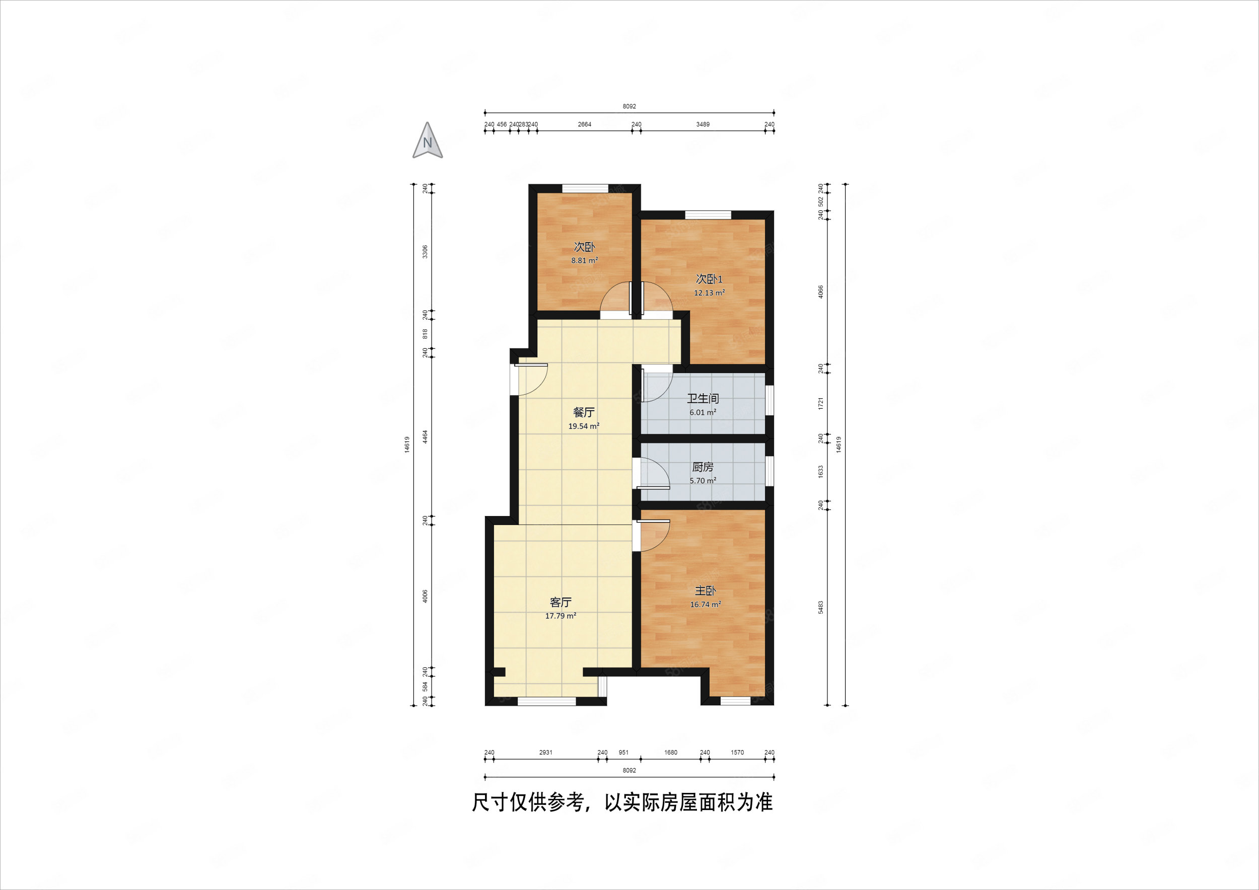 融创东岸名郡3室2厅1卫105.15㎡南北109万