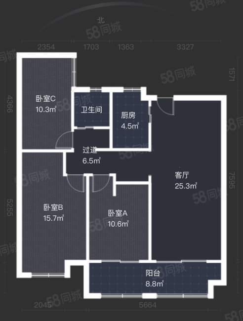 融创城融福园3室2厅1卫97.24㎡南北220万