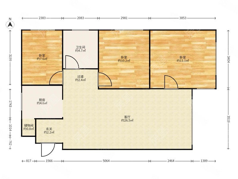 金星小区2室2厅1卫76㎡南北59万