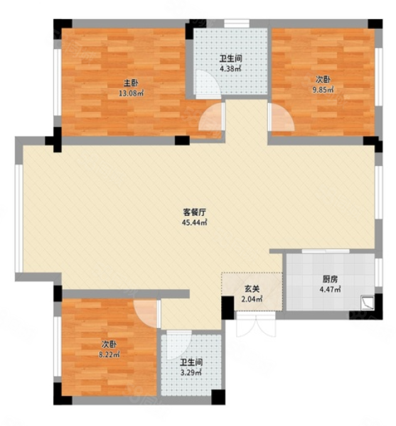 蓝色康桥(B区)3室2厅2卫145㎡南北69.5万