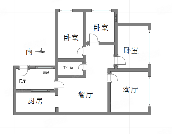 锦东庭园3室2厅1卫89㎡东北200万