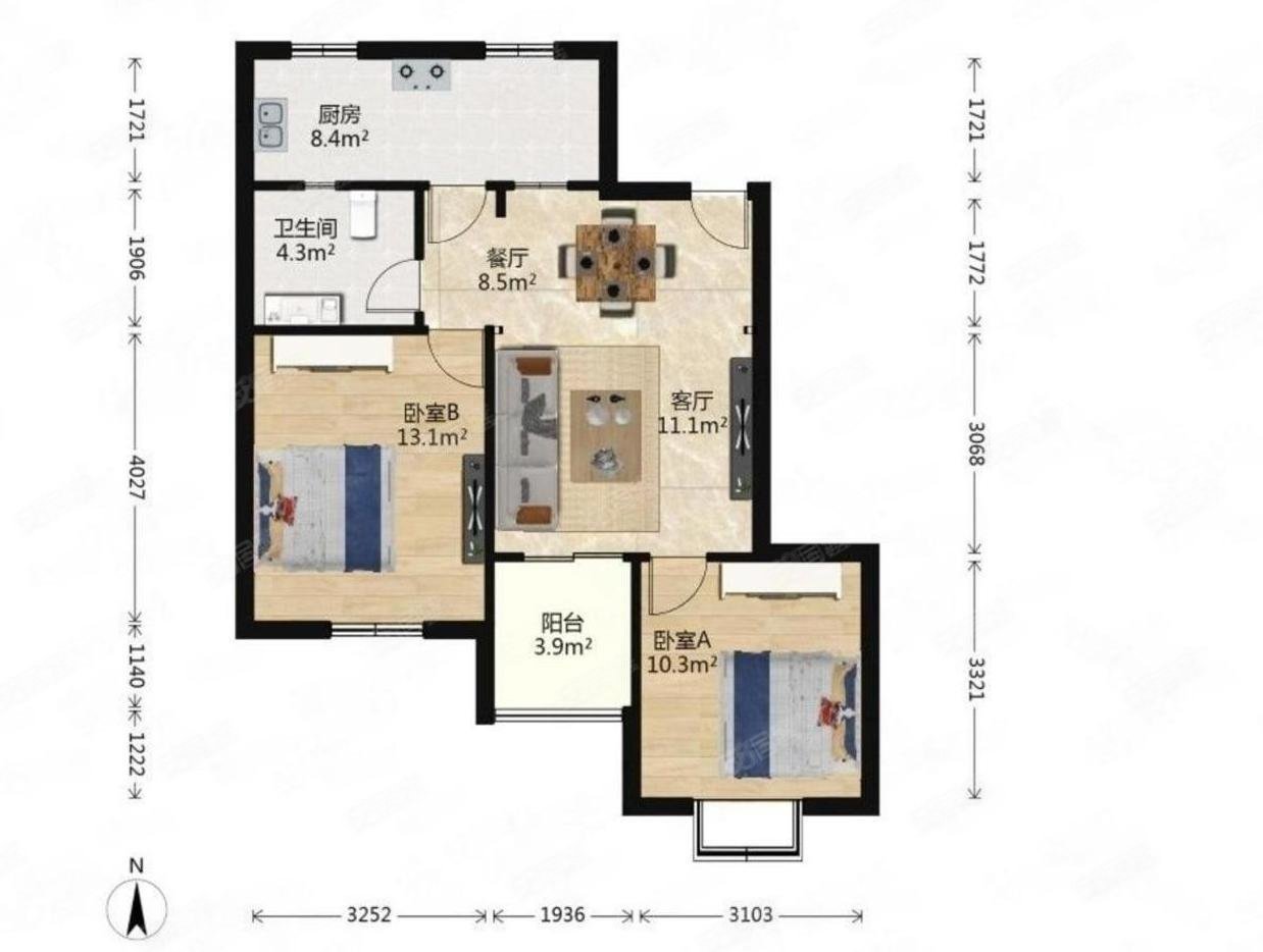 紫晶苑2室2厅1卫79.3㎡南470万