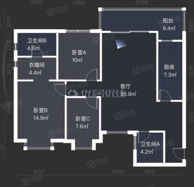 新世界御湖3室2厅2卫127.62㎡东南128万