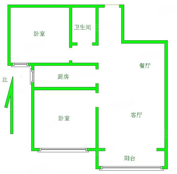 秀兰城市绿洲北区2室2厅1卫84.2㎡南北66万