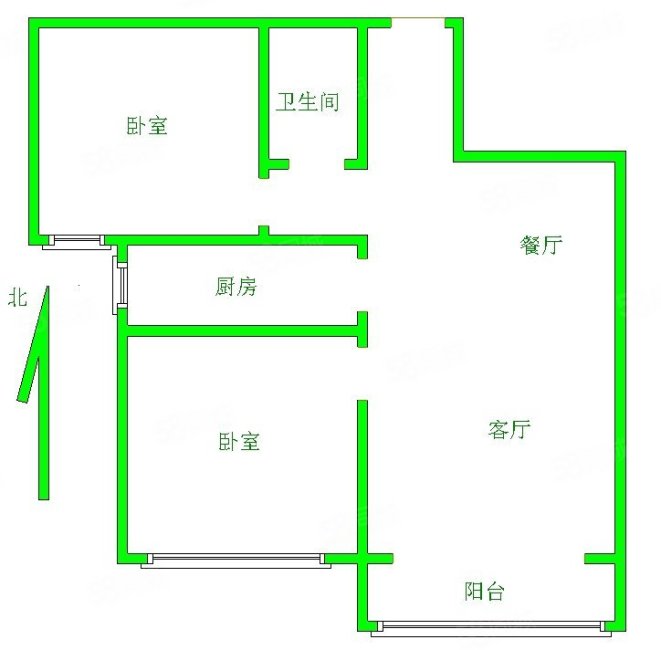 秀兰城市绿洲北区2室2厅1卫84.2㎡南北66万