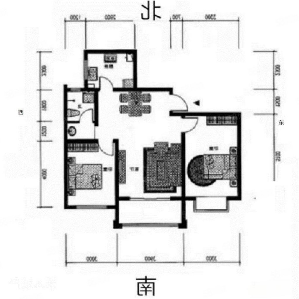 嘉禾一方一期2室2厅1卫97.35㎡南北95万