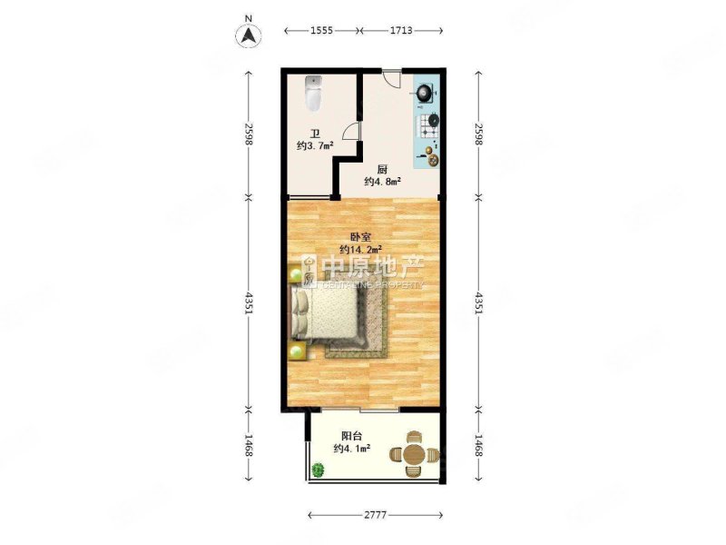 旭辉华庭(商住楼)1室1厅1卫50㎡南83万