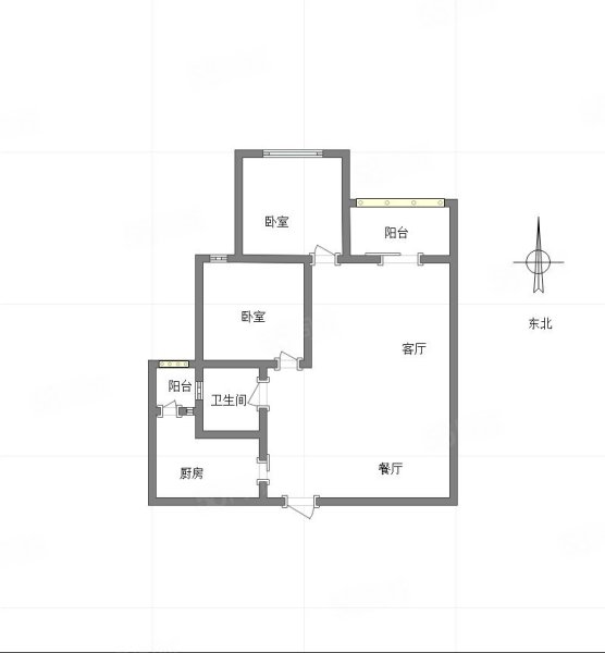 帝豪富达城2室2厅1卫65㎡南北33万