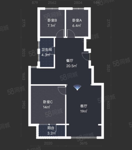 德商国际花园3室2厅1卫97㎡南北53万