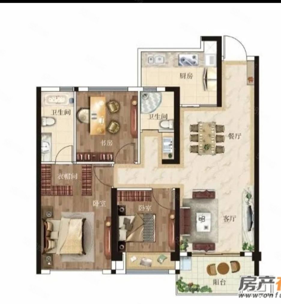 中国中铁世纪山水3室2厅2卫105㎡南北43万