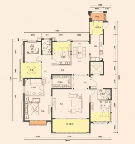 中国铁建西派澜岸5室2厅3卫222.88㎡南北1120万