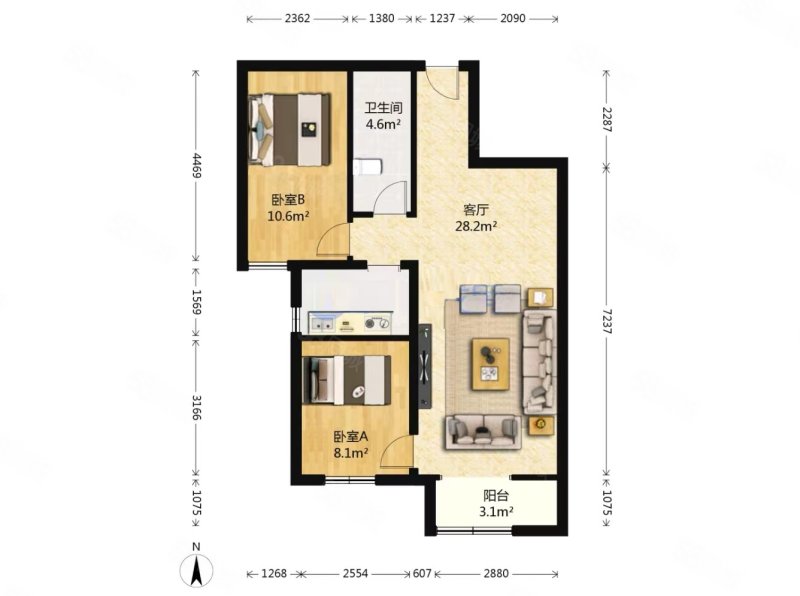 世华龙樾二里2室2厅1卫76.08㎡南630万