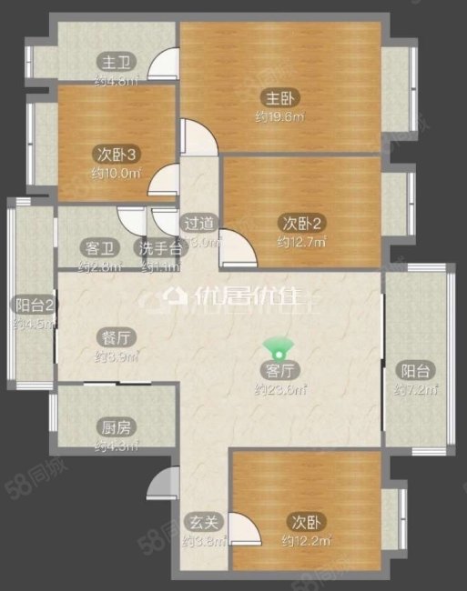 碧桂园紫台4室2厅2卫148.88㎡南北280万