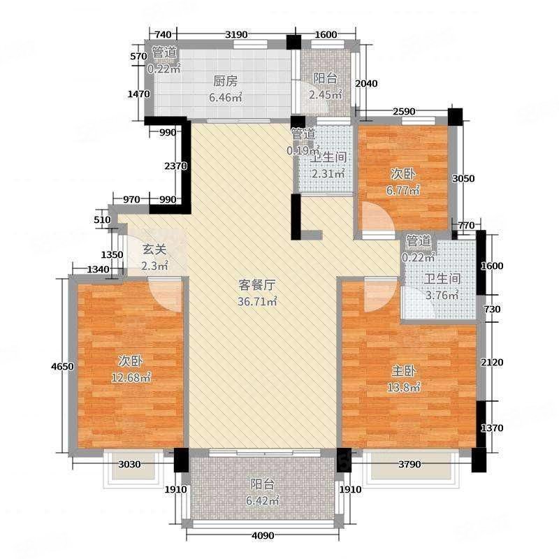 梅园小区3室2厅2卫129㎡南北126万