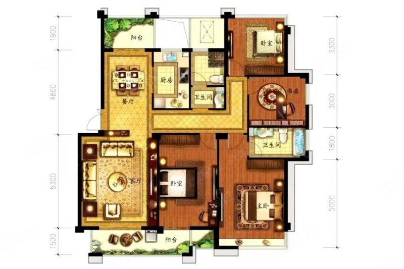 鸿业华园4室2厅3卫194㎡南北194万