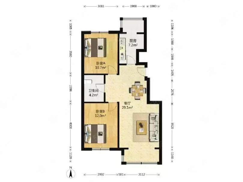 淺山香邑2室1廳1衛(wèi)89㎡南北125萬