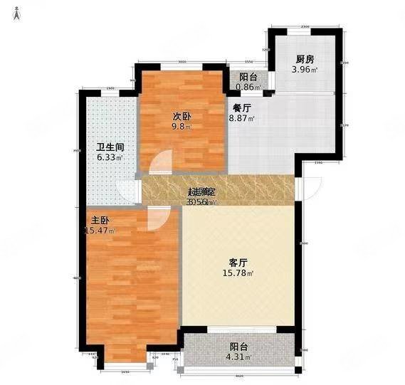 天和苑2室2厅1卫62㎡南北128万