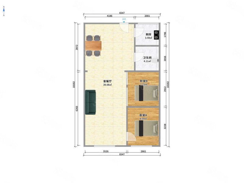 中长街28号楼2室2厅1卫81.56㎡南88万