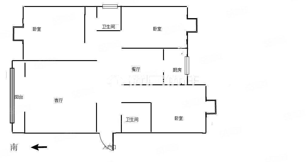 阳光小区(临渭)3室2厅2卫137㎡南北78万