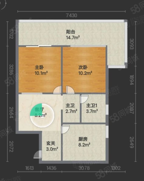 福邸金海翠林2室1厅1卫72㎡南北25.8万