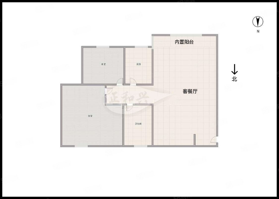 荣宝华商城2室2厅1卫84.64㎡南北48万