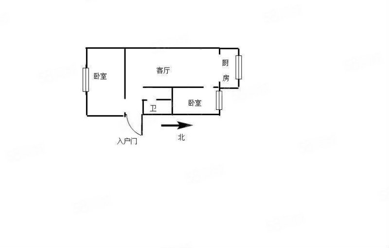 汽修厂宿舍2室2厅1卫42㎡南北46万