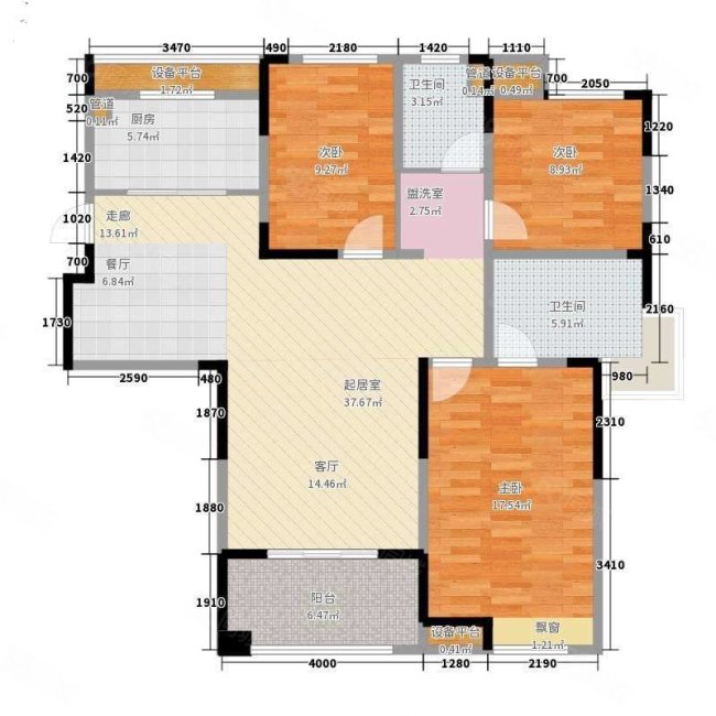 万和城3室2厅1卫116㎡南北139万