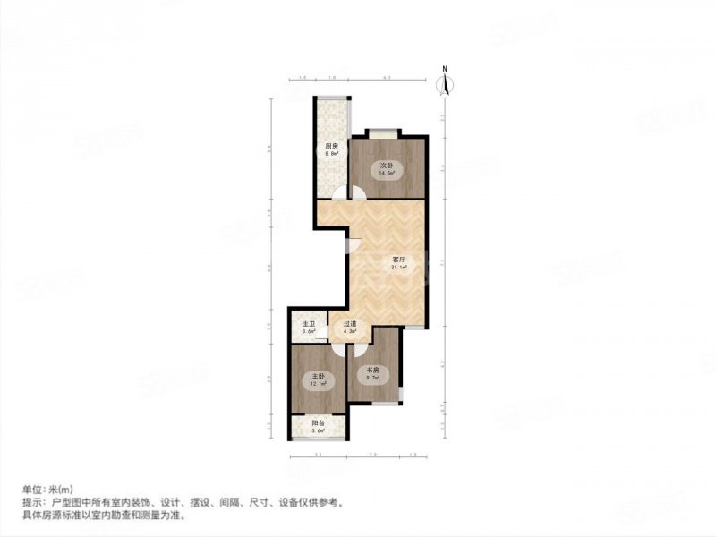 文湃苑3室2厅1卫111.11㎡南北155万