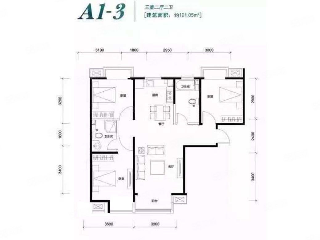 香汐3室2厅2卫102㎡南北75万