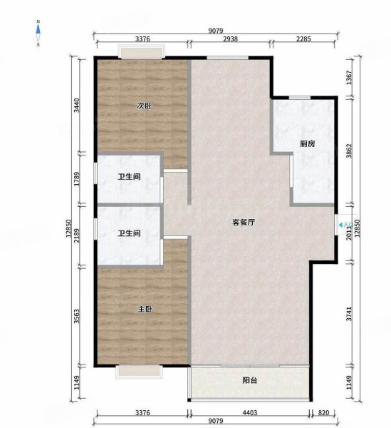 九龙仓时代上城繁华里3室2厅2卫119.6㎡南北190万