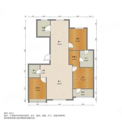 橡树湾壹号院3室2厅2卫126.16㎡南北145万