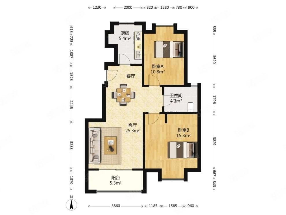 宝业万华城2室2厅1卫87㎡南275万