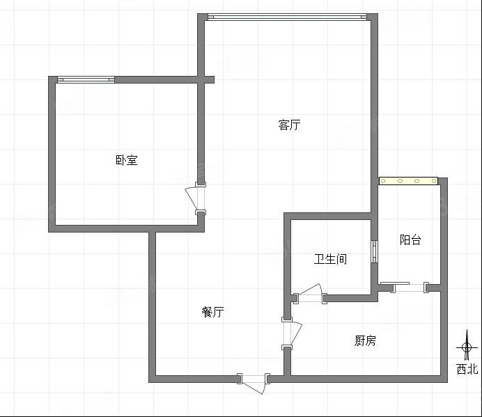 美心江与江南1室1厅1卫61.52㎡南北68万