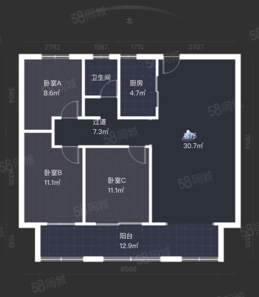 伊丽莎白东岸3室2厅2卫140.67㎡南北75万