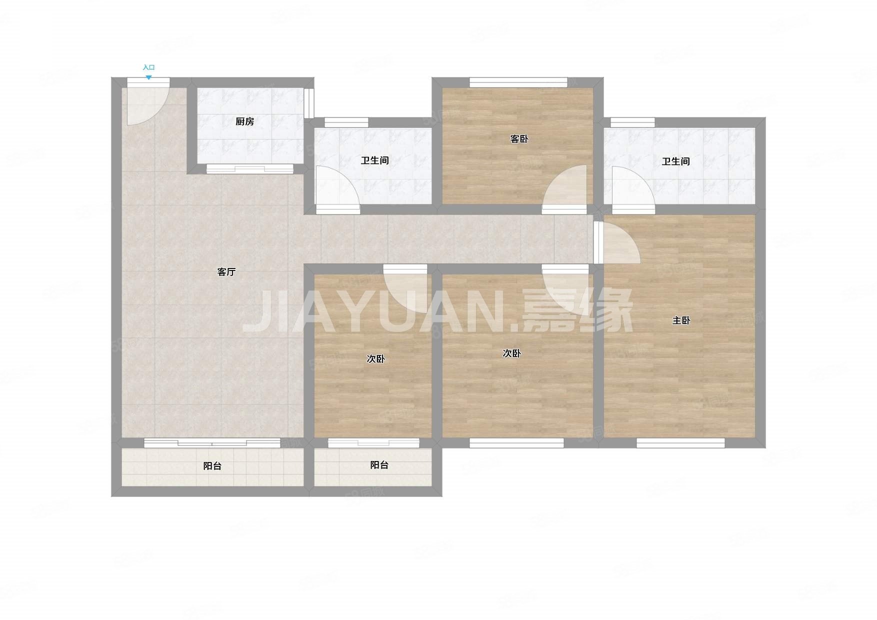 中梁东阳府4室2厅2卫121㎡南北175万