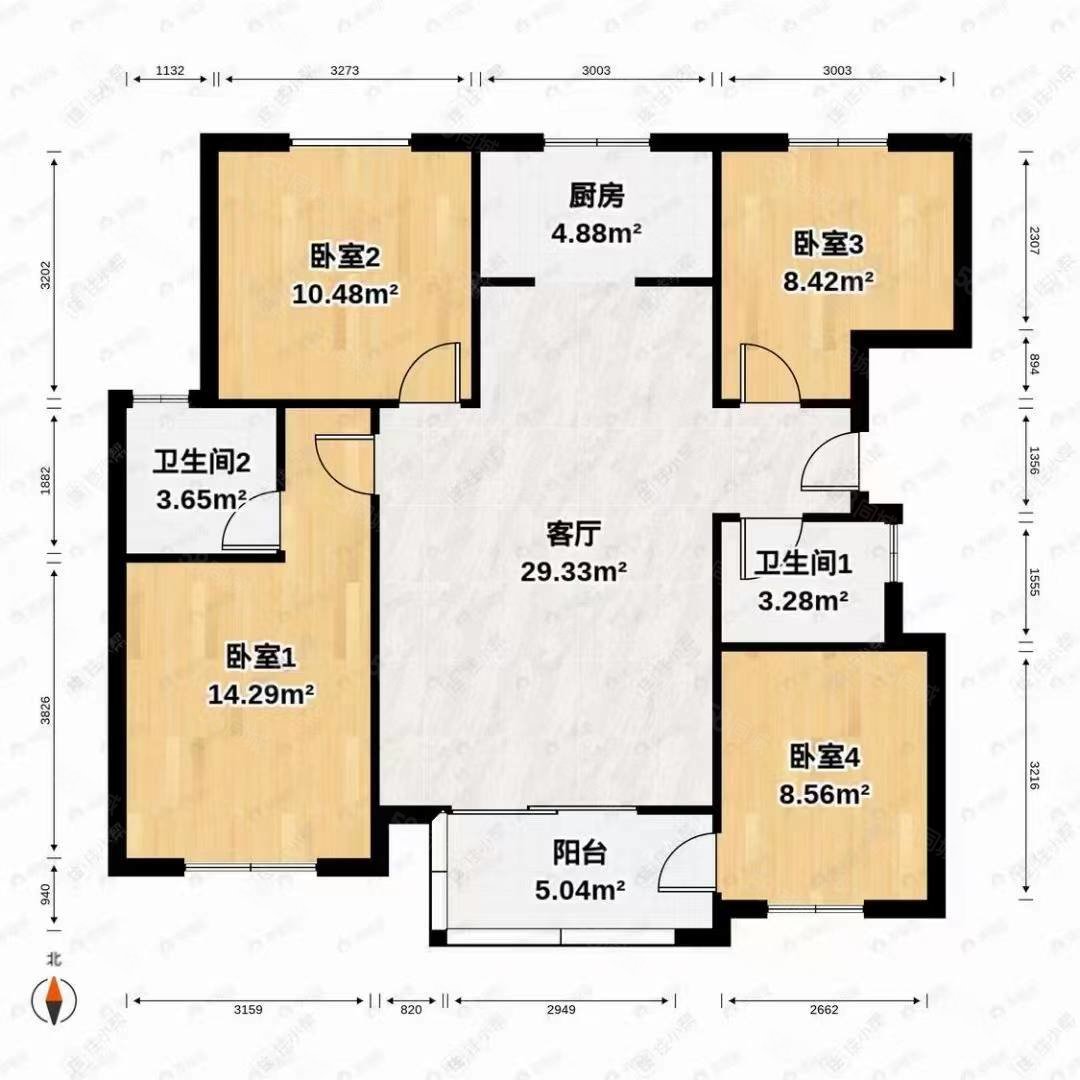 澳海澜庭4室2厅2卫120.94㎡南北76.8万