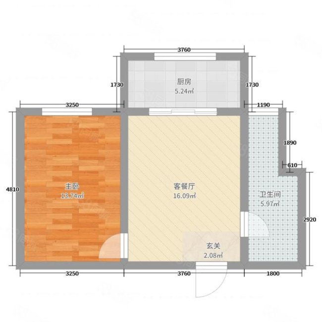 黎明小区1室1厅1卫53㎡南北16万