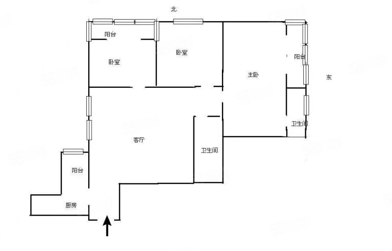 开元商住小区3室2厅2卫134㎡南北126万