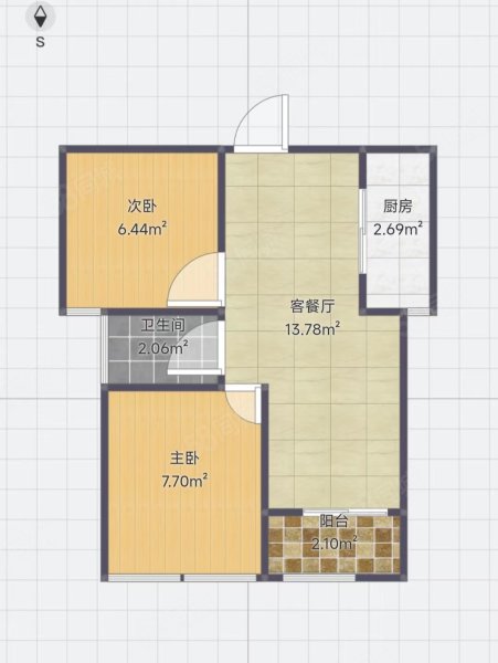 钱江方洲(北区)2室2厅1卫87.73㎡南北163万