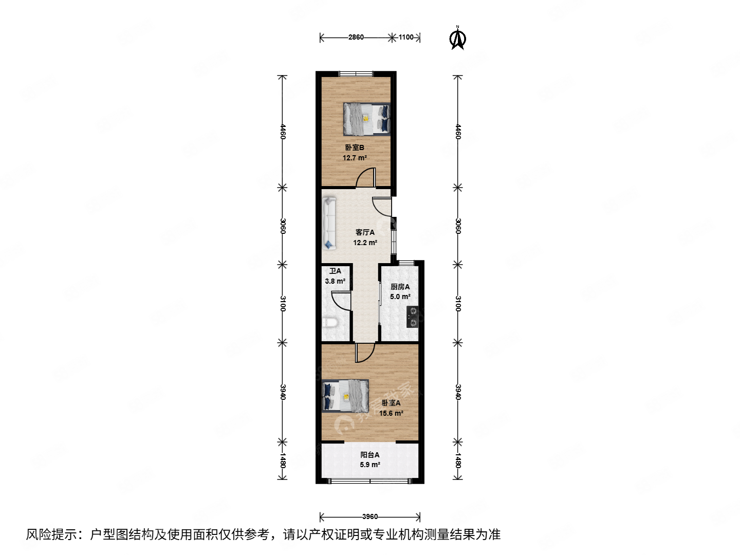 安貞西里居住小區(qū)(安貞西里三區(qū))2室1廳1衛(wèi)57.21㎡南北399萬