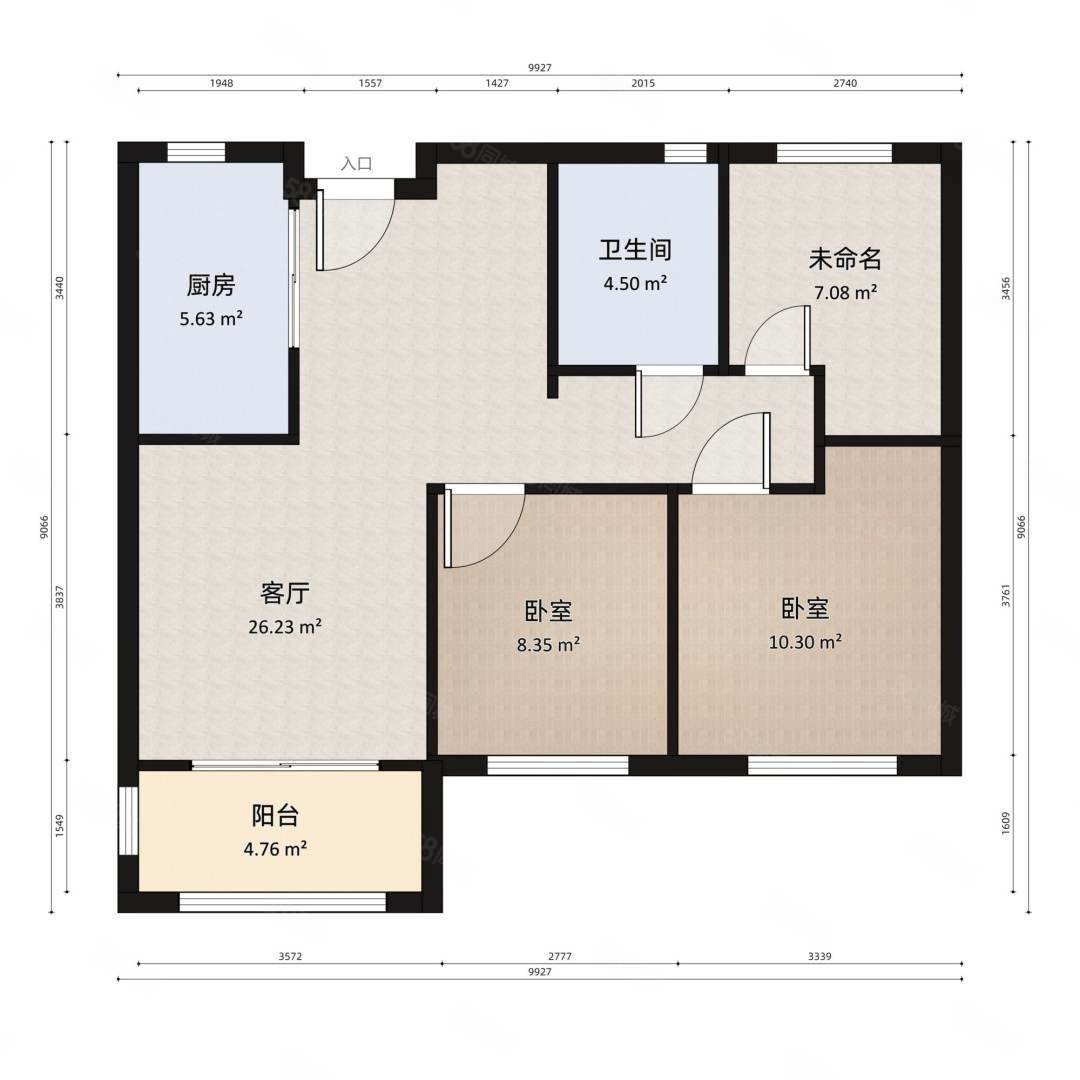 瀚宇天悦城6号院3室2厅1卫96㎡南北165万