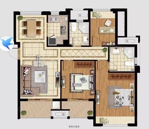 云川名都3室2厅2卫118㎡南北80万