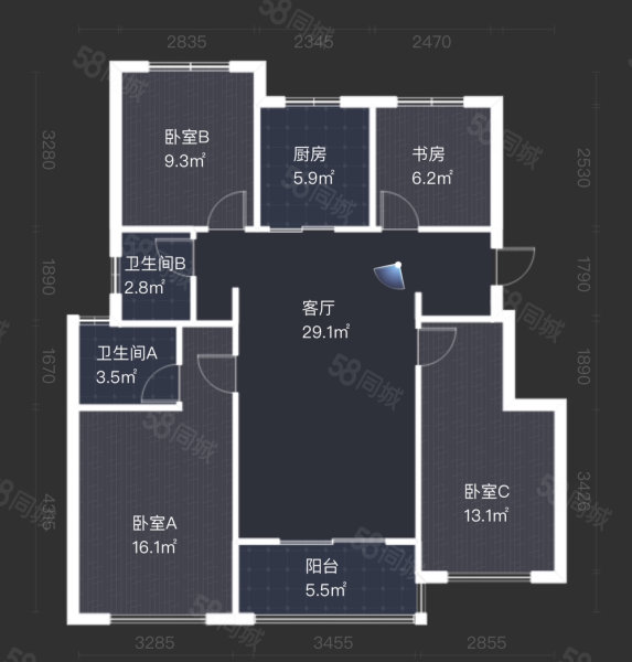 金辉璟樾云著4室2厅2卫106㎡南170万