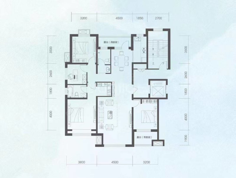 皓顺一号院北区4室2厅2卫146.6㎡南北115万