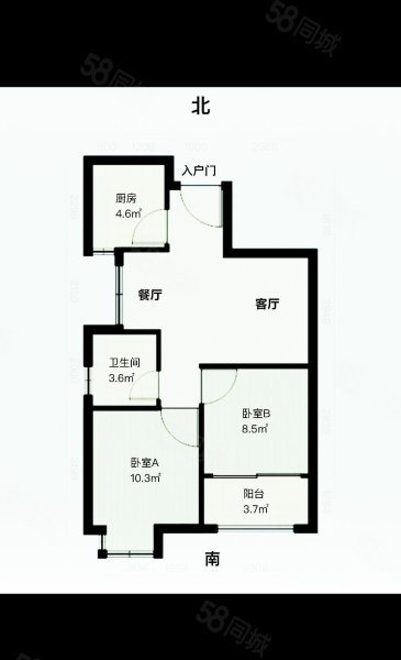 涨馨苑2室2厅1卫68.83㎡南158万