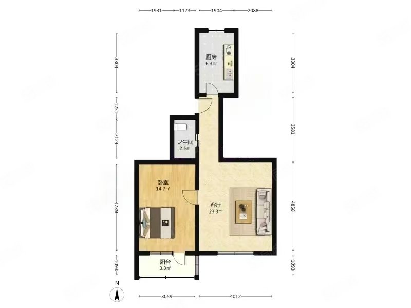 南沙灘小區(qū)2室1廳1衛(wèi)74.07㎡南北299萬(wàn)