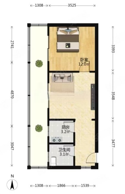 远洋天骄1室2厅1卫54.36㎡西24.8万