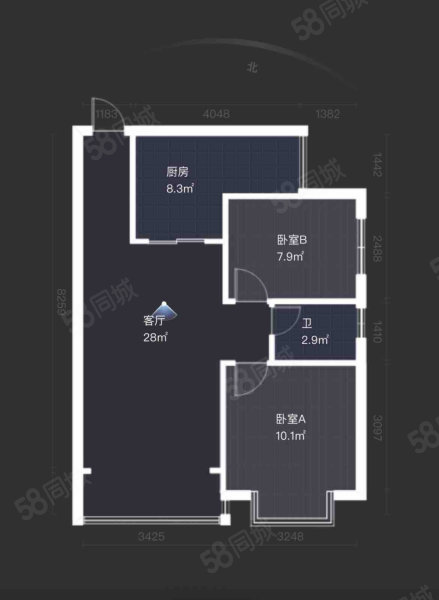 鑫瑞乐居(北区)2室2厅1卫65.46㎡南北35万