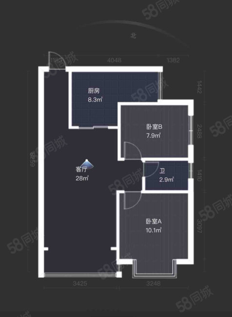 鑫瑞乐居(北区)2室2厅1卫65.46㎡南北35万